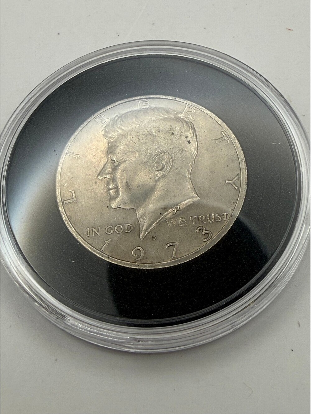 1973-D Kennedy Half Dollar 50C Denver Mint Vintage US Coin in Capsule